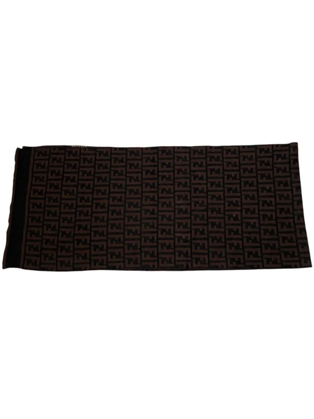 Fendi Vintage Zucca Pattern Knit Scarf Brown Black